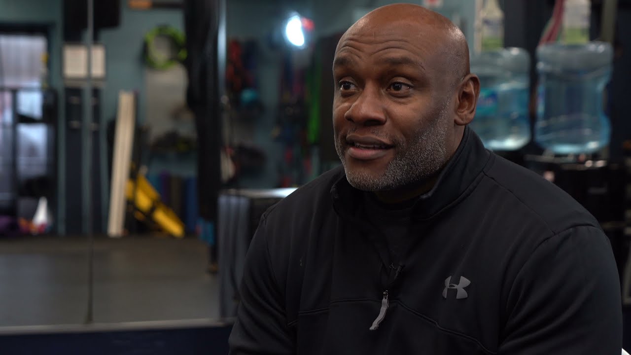 Aaron Sistrunk, owner of A-Game, mid-interview inside the gym